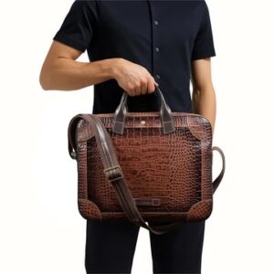 Clooney Tan Leather Briefcase