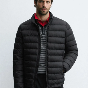 Men Solid Puffer Jacket